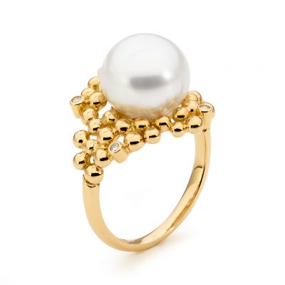 Yellow Gold, Pearl And Diamond Ring