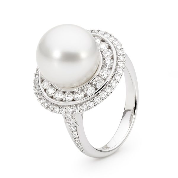 White Gold, Pearl And Diamond Ring