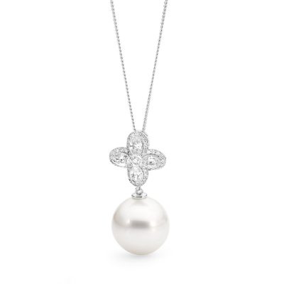 White Gold, Pearl And Diamond Necklace