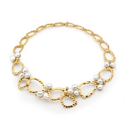 Yellow Gold, Pearl And Diamond Necklet