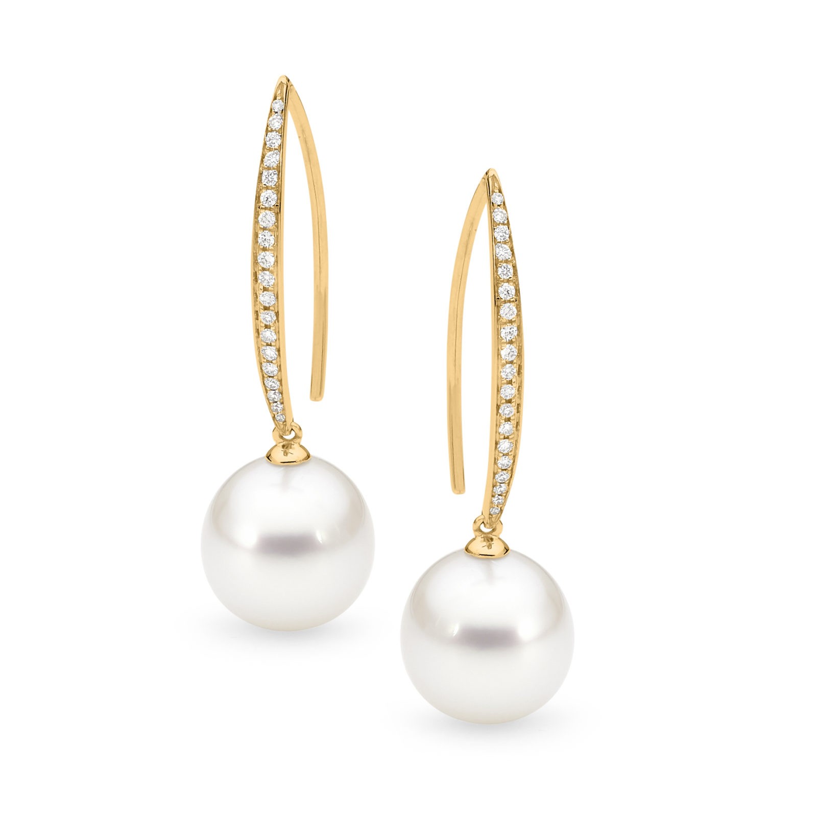 Pavé Diamond Set Marquise Hook Pearl Earrings - Allure South Sea Pearls