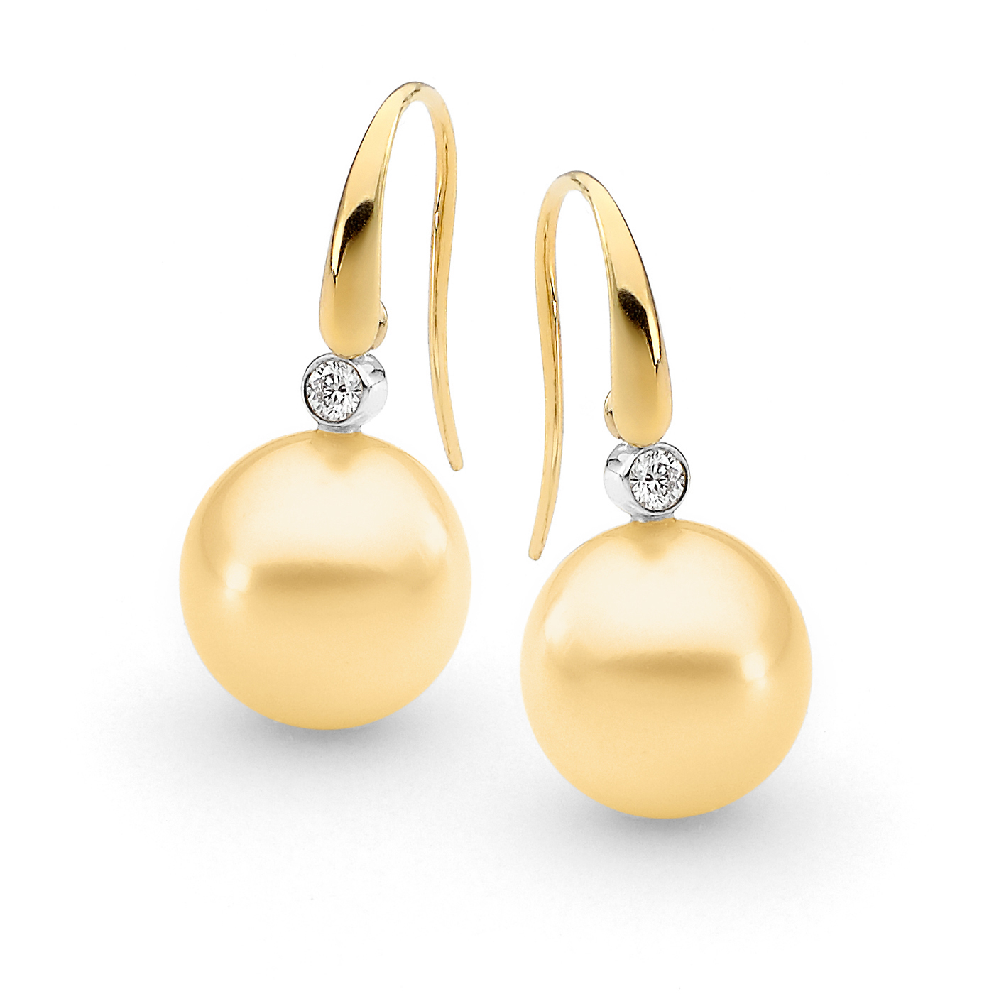Articulated Bezel Set Diamond French Hook Pearl Earrings - Allure South ...