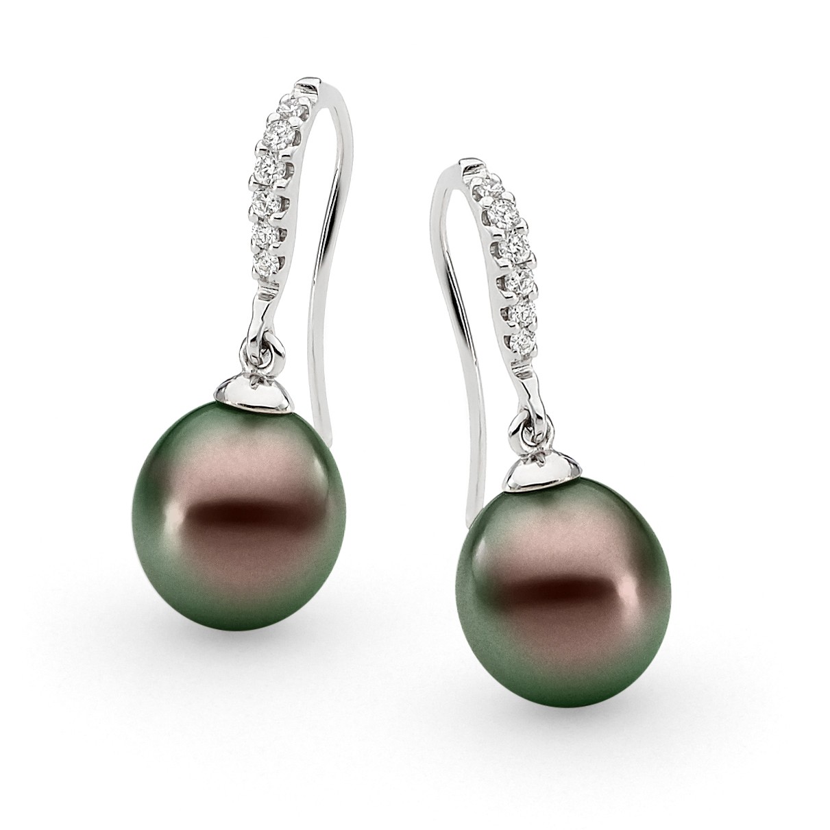 Articulated Tapered Diamond & French Hook Pearl Earrings - Allure South ...