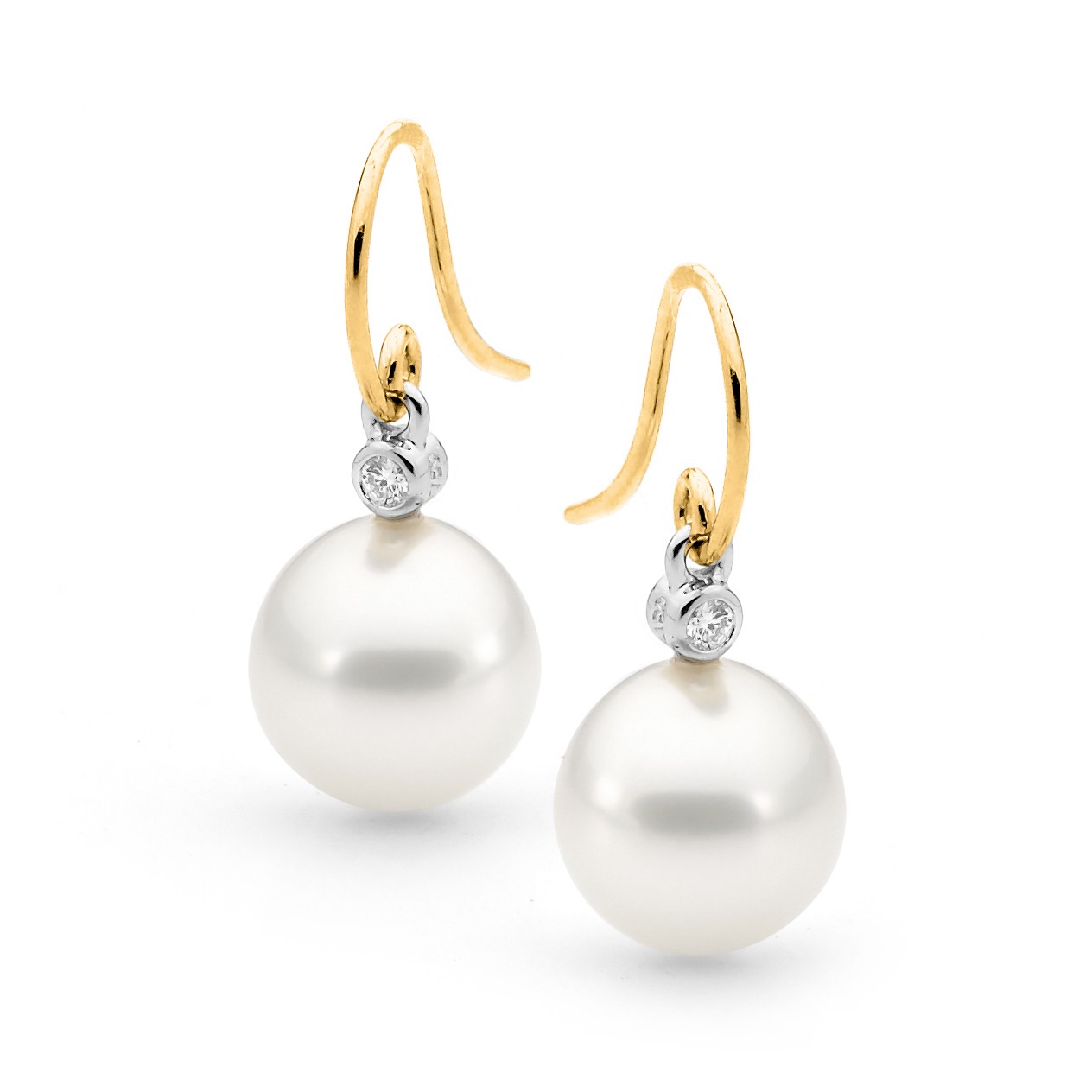 Fine Articulated French Hook Diamond & Pearl Earrings - Allure South ...