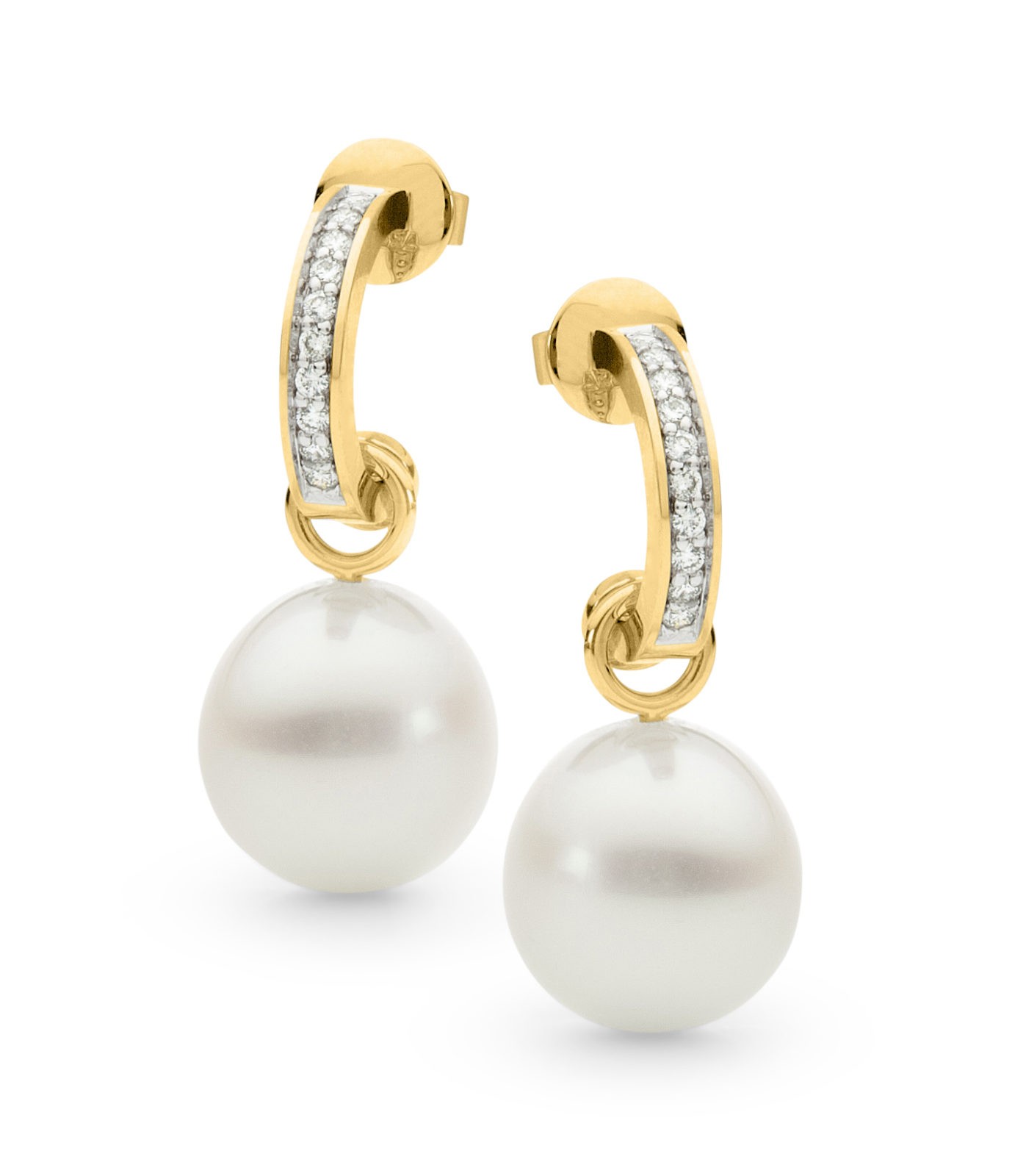 Diamond Hoop with Detachable Pearl Earrings - Allure South Sea Pearls