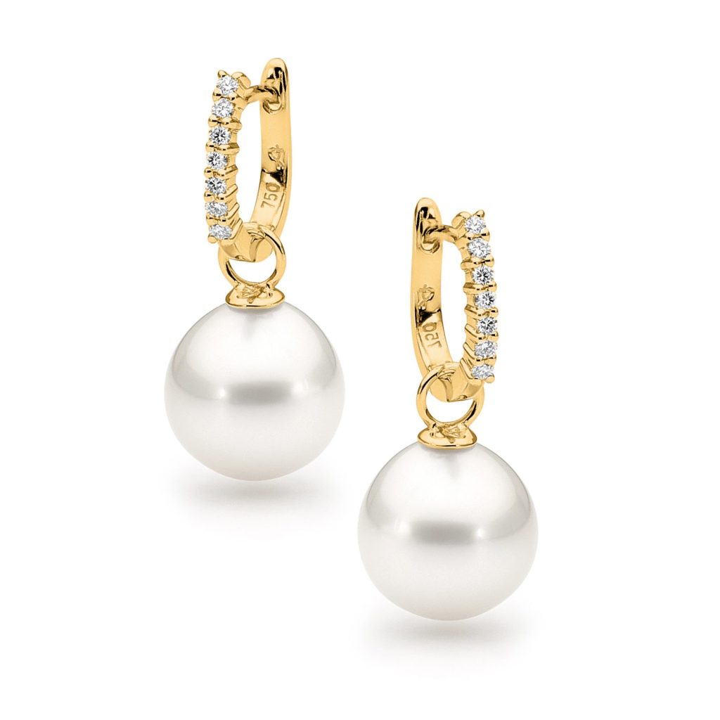 Claw Set Diamond and Detachable Pearl Huggies - Allure South Sea Pearls