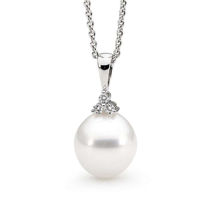 Trio Diamond and Pearl Pendant - Allure South Sea Pearls