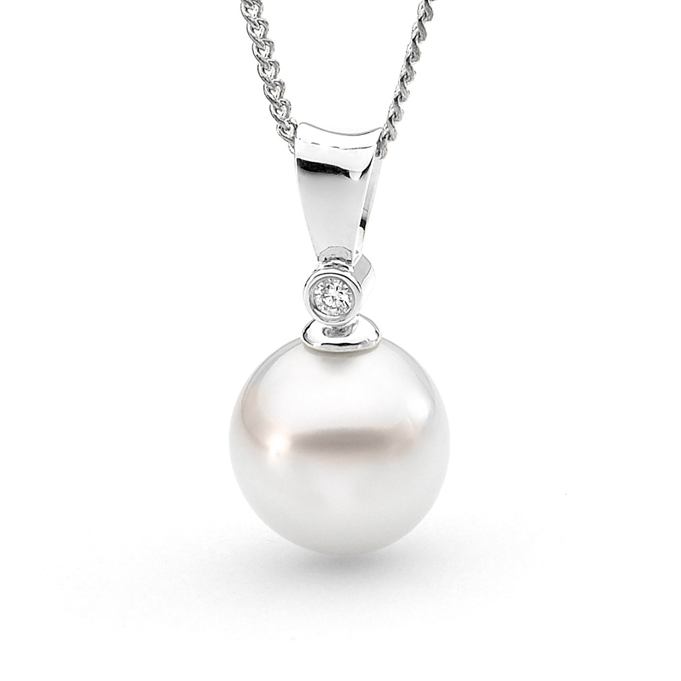 V Bale Pearl Pendant with Singular Bezel Set Diamond - Allure South Sea ...