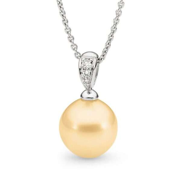 thumbnail image 2 of Natural South Sea White Pearl Pendant – 17x20mm Baroque – 14K Yellow Gold – AAA Quality 2 of 4