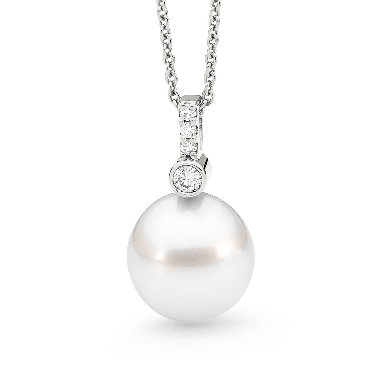 Channel and Bezel Set Diamond Pendant - Allure South Sea Pearls
