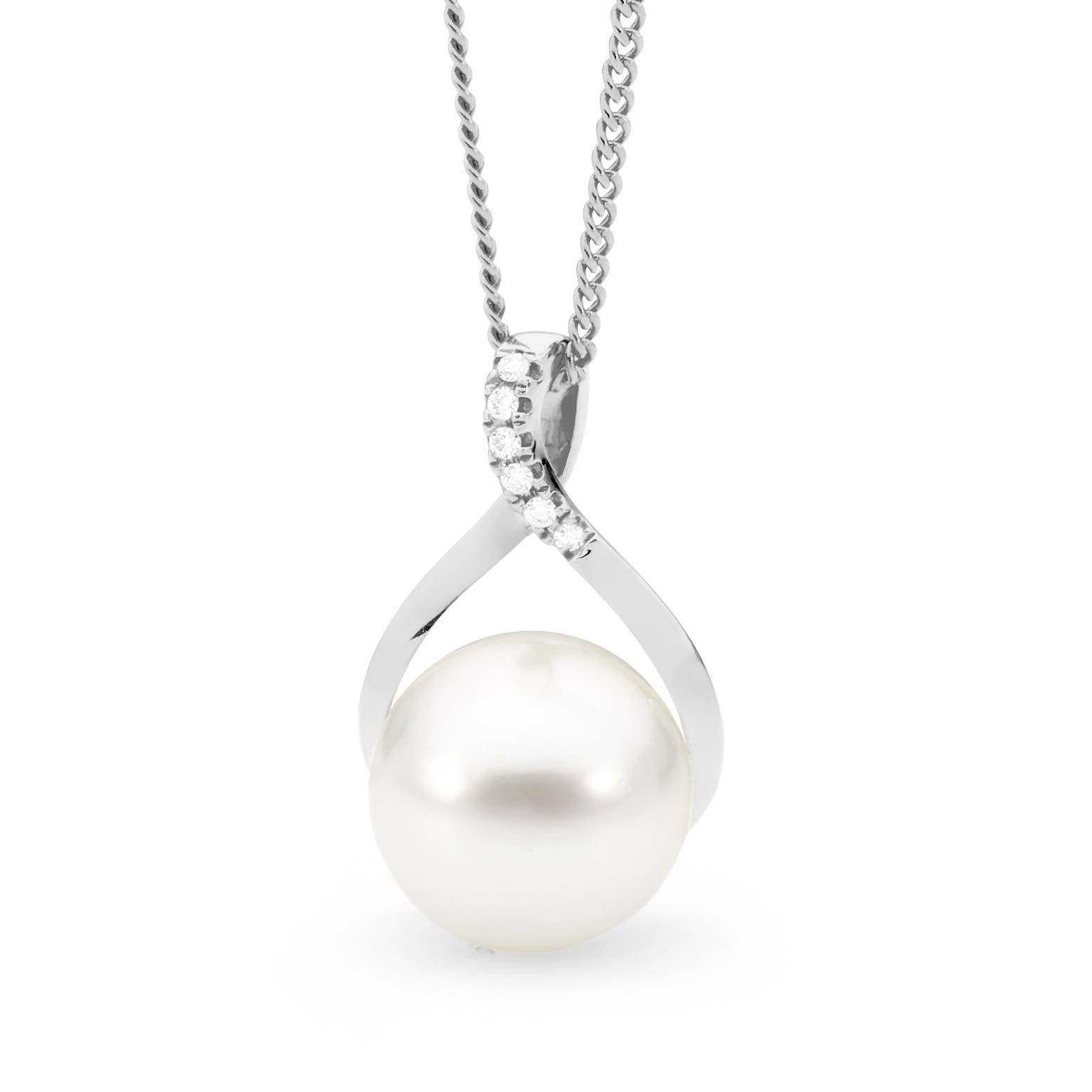 Twist Diamond and Pearl Pendant - Allure South Sea Pearls