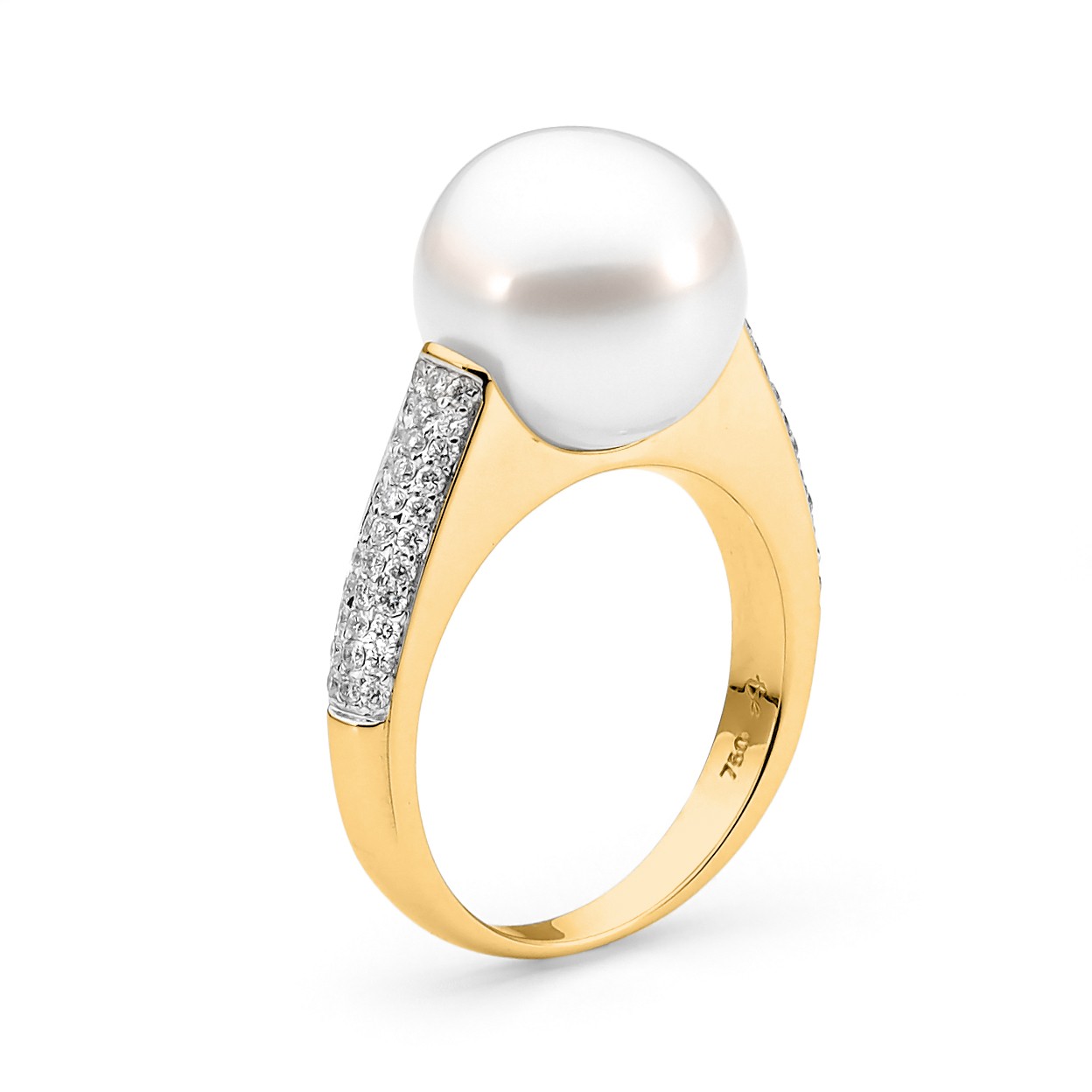 Pave Set Diamond and Pearl Ring - Allure South Sea Pearls