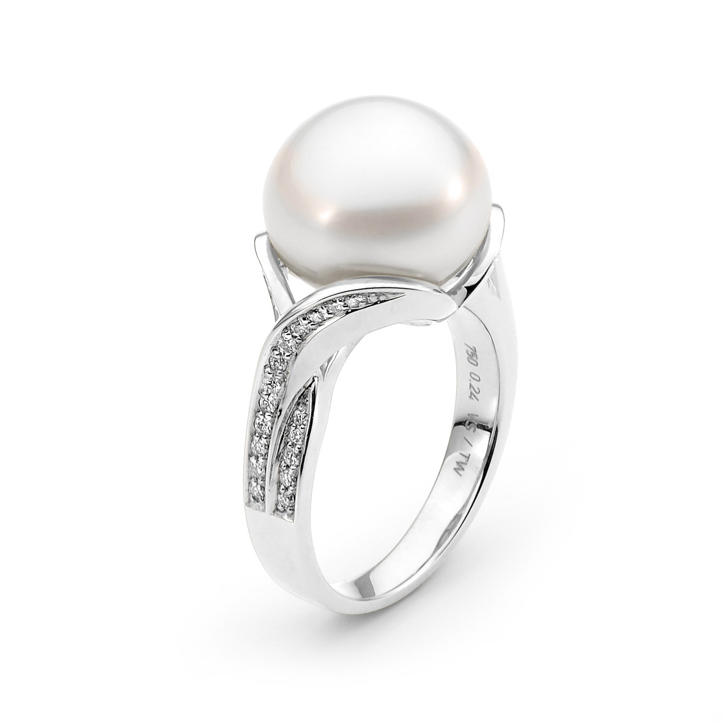 Grain Set Diamond and Pearl Ring - Allure South Sea Pearls