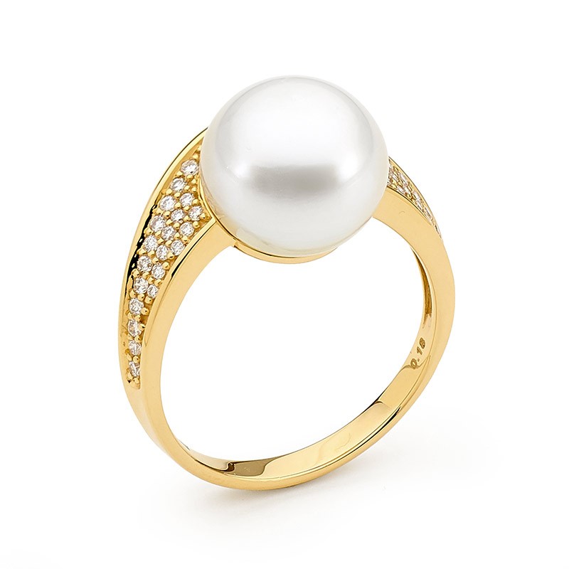 Pave Set Pearl & Diamonds Ring - Allure South Sea Pearls