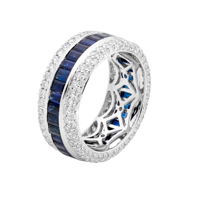 Sapphire Diamond Band Ring