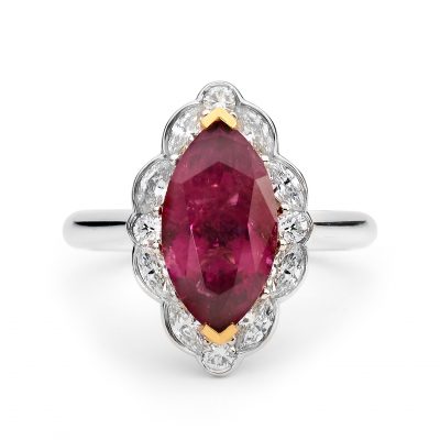 pink tournaline diamond ring