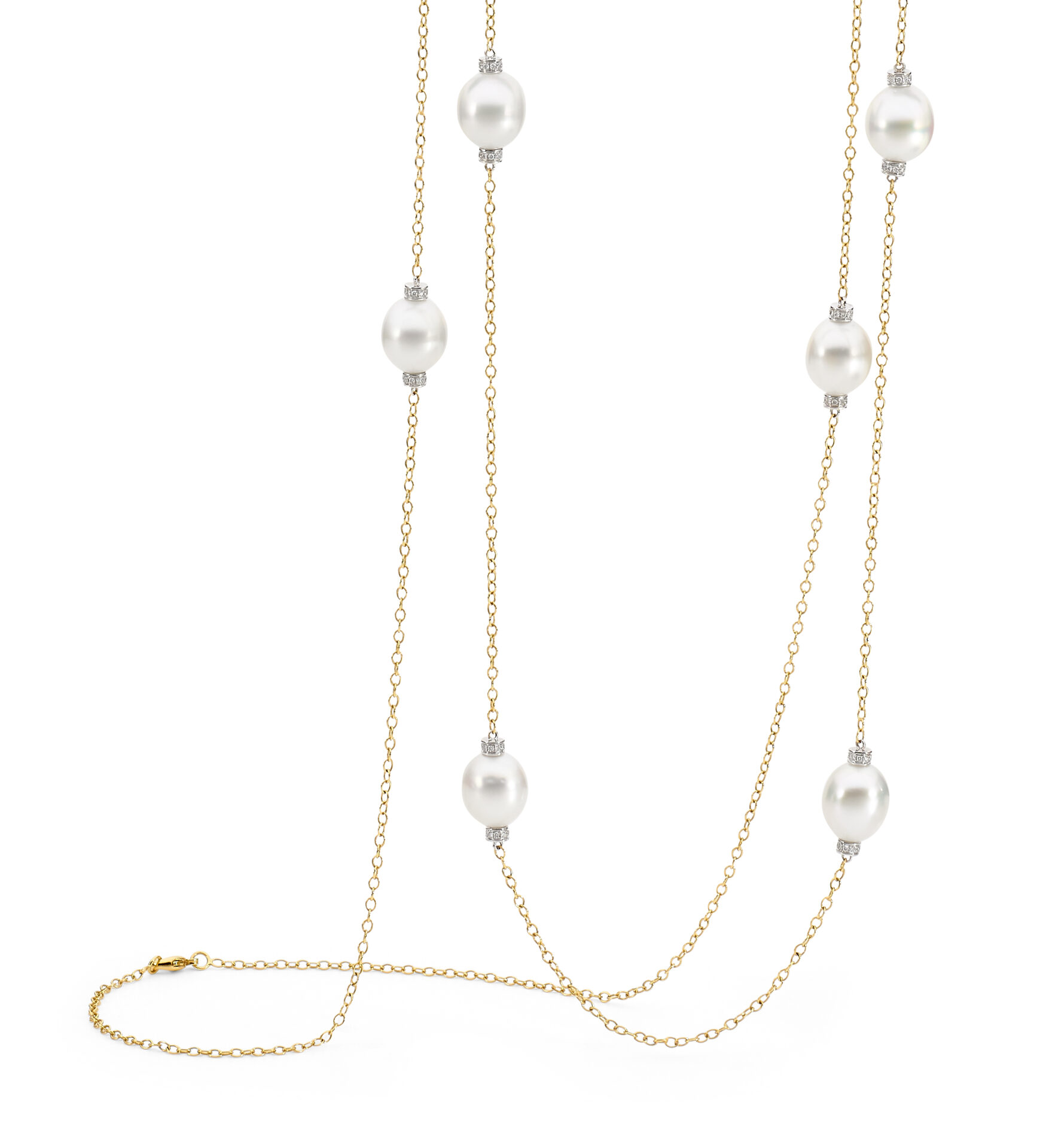 18ct Yellow Gold Diamond and Pearl Necklace - Allure South Sea Pearls