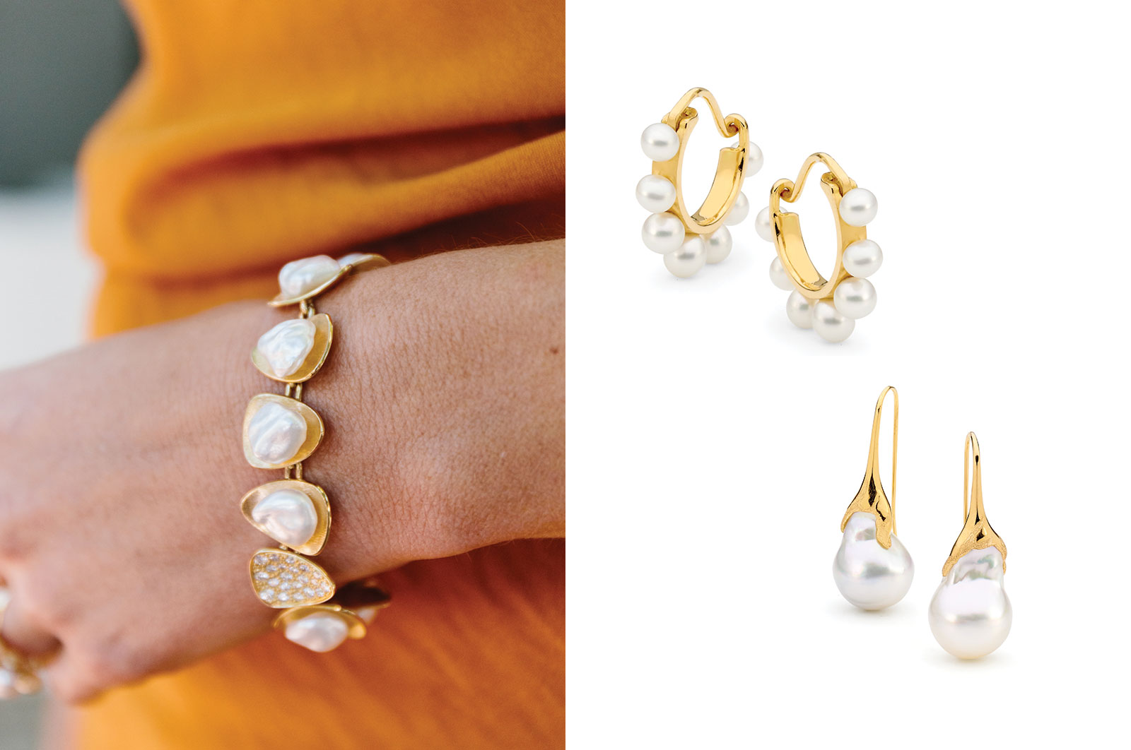 Gold and Pearly Modern Jewellry