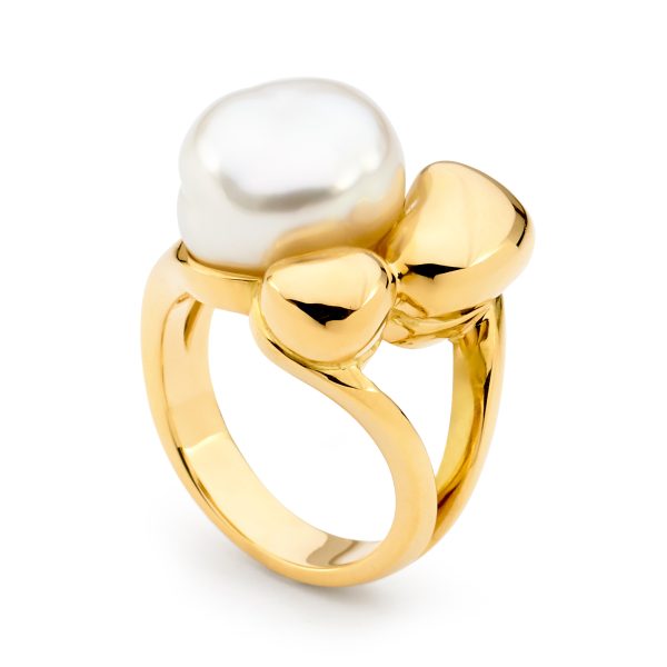 Keshi Pearl Ring Gold