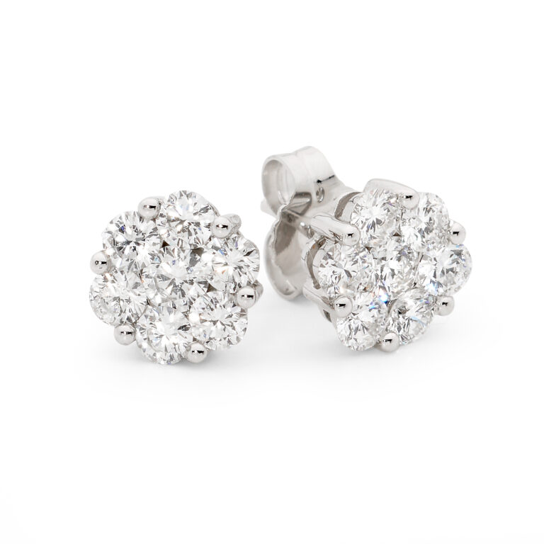 Flower Cluster Diamond Stud Earrings - Allure South Sea Pearls
