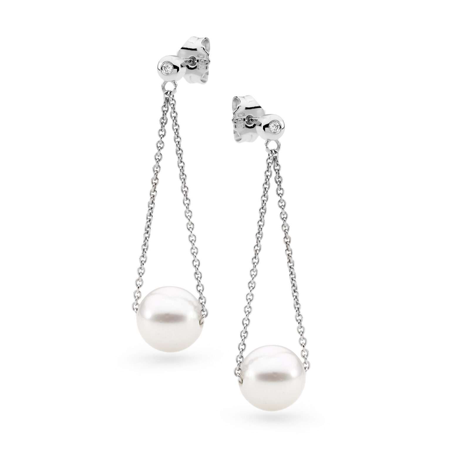 Bezel Set Chain Loop Earrings Allure South Sea Pearls