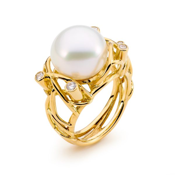 Mangrove Pearl and Diamond Ring - Allure South Sea Pearls