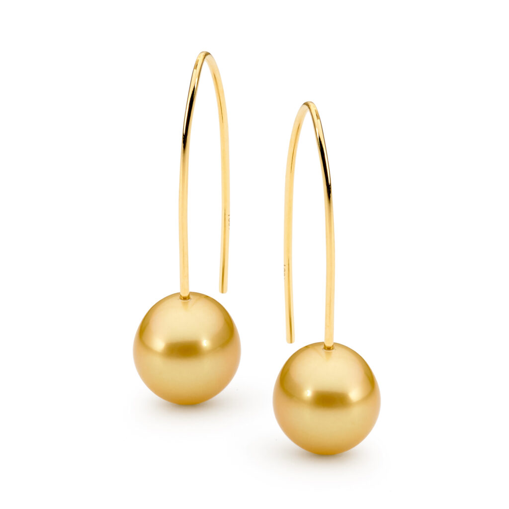 Intense Gold Articulated French Hook Earrings Allure South Sea Pearls