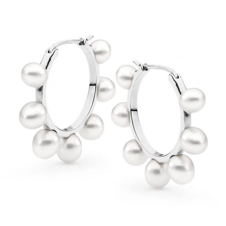 White Gold Seedless Pearl Hoop Earrings Allure South Sea Pearls