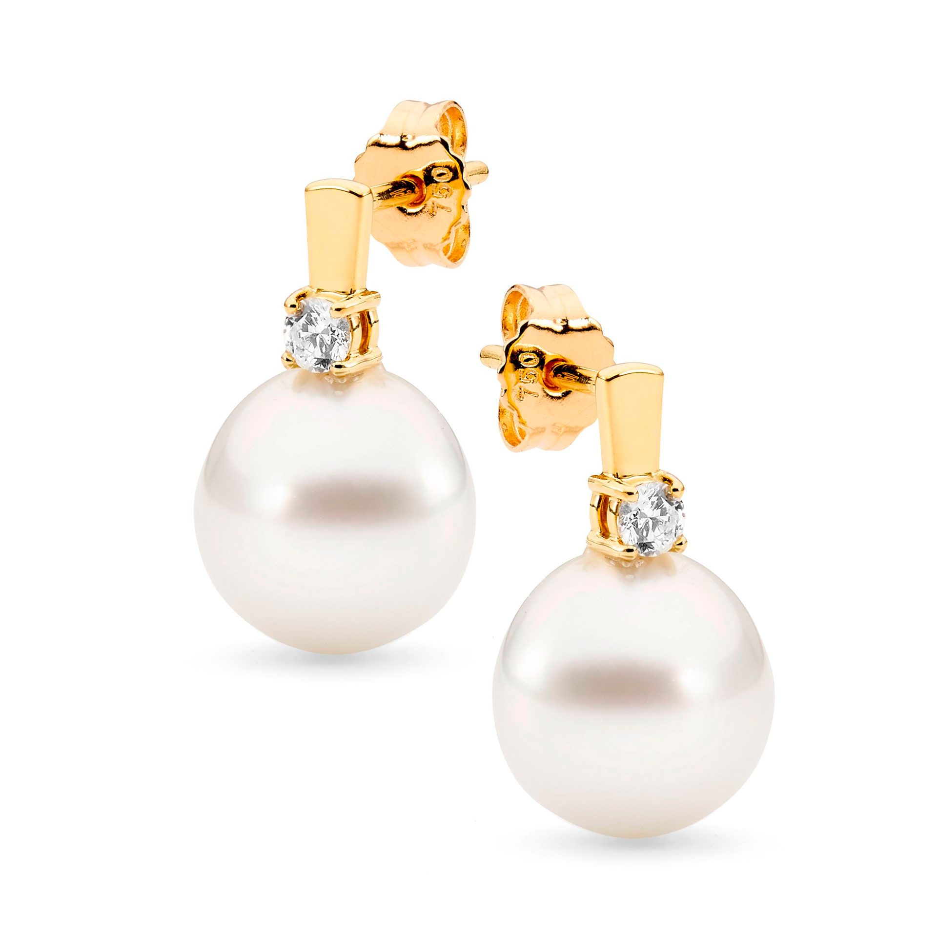 Claw Set Diamond and Pearl Studs - Allure South Sea Pearls