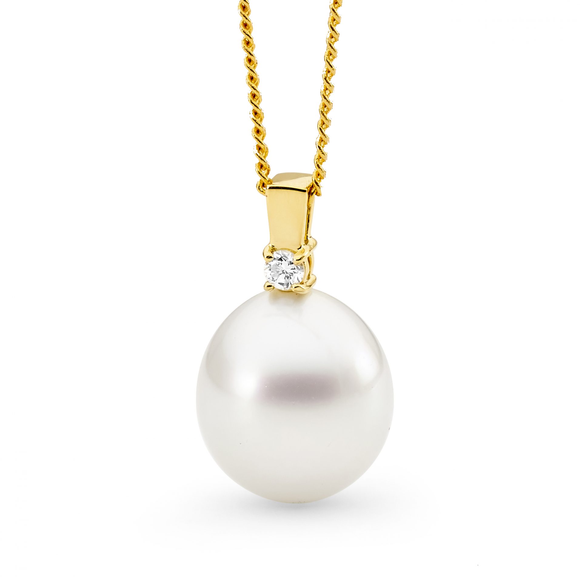 Claw Set Diamond and Pearl Pendant - Allure South Sea Pearls