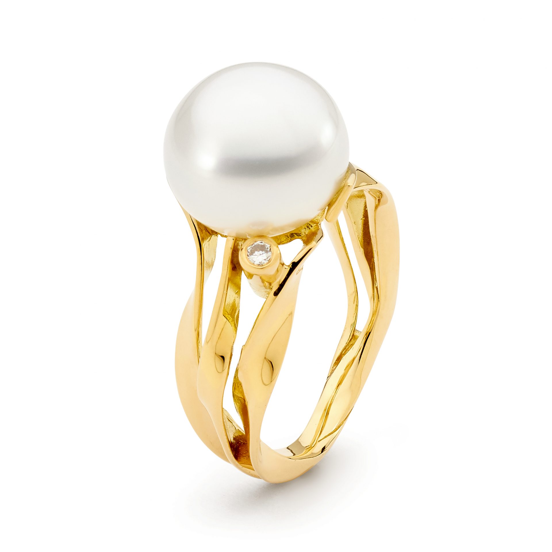 Yellow Gold Baby Seagrass Ring - Allure South Sea Pearls