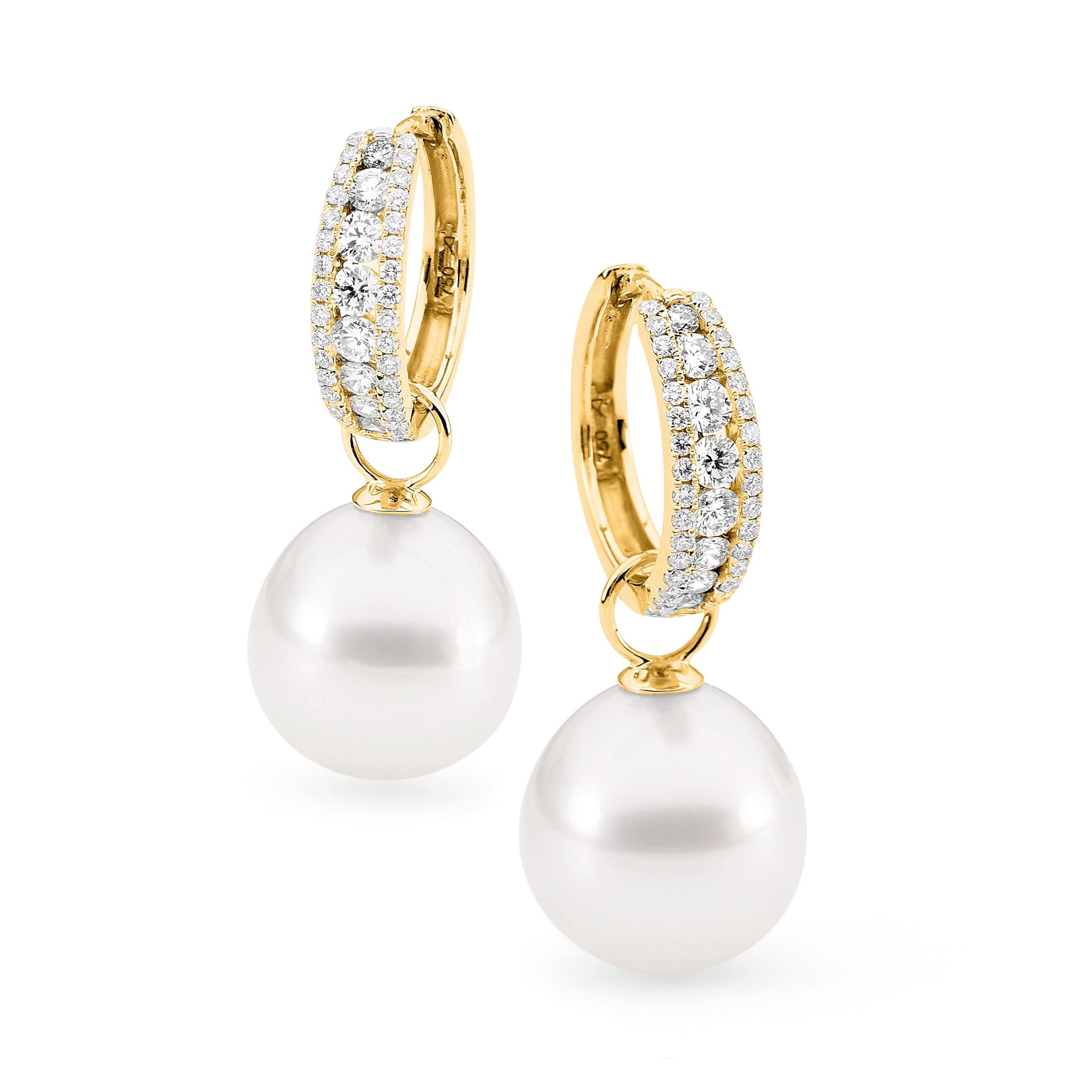 White Diamond Detachable Pearl Huggies - Allure South Sea Pearls