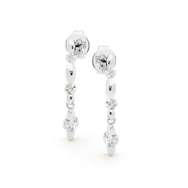 White Gold Articulated Diamond Drop Earrings - Allure South Sea Pearls