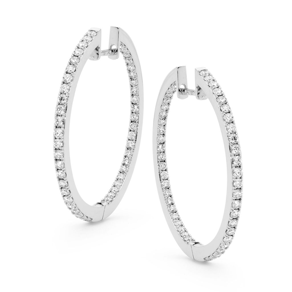 White Gold Diamond Hoop Earrings - Allure South Sea Pearls