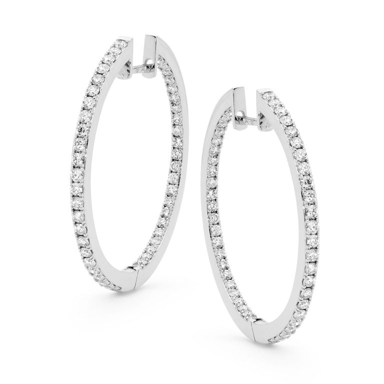 White Gold Diamond Hoop Earrings Allure South Sea Pearls