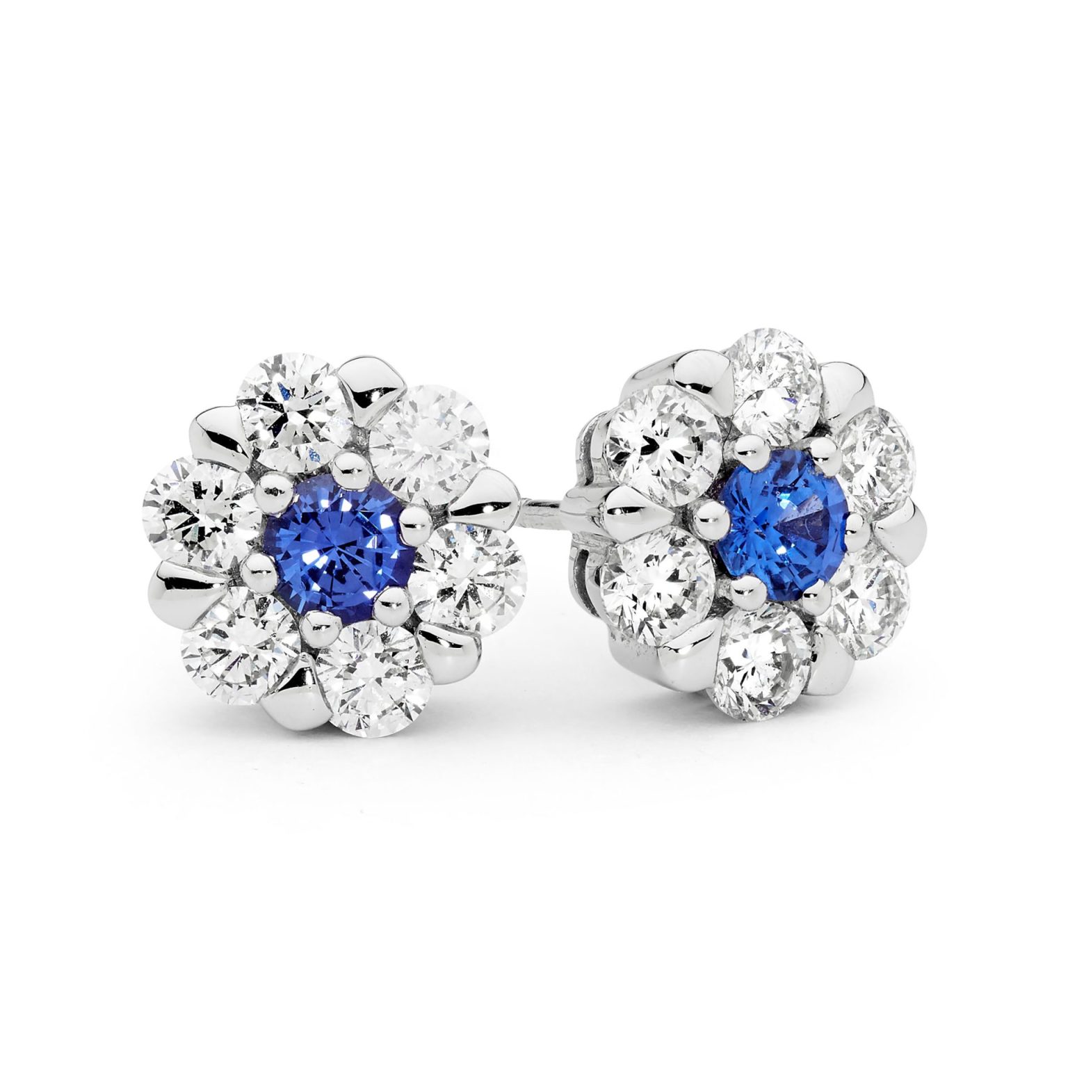 Diamond and Sapphire Stud Earrings - Allure South Sea Pearls