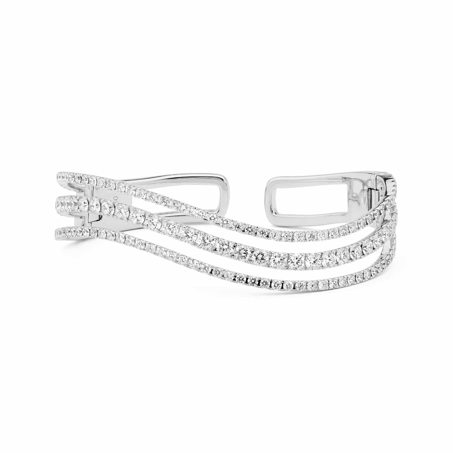 Triple Row Curved Diamond Bangle